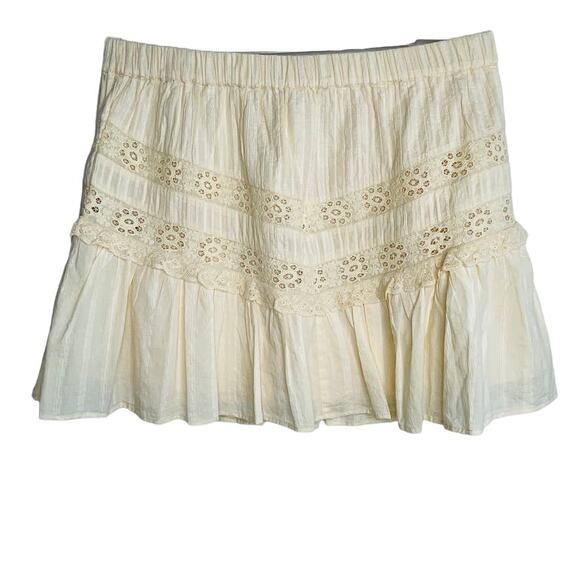 New LoveShackFancy Ivory Ruffle Lace Mini Skirt - Picture 10 of 10